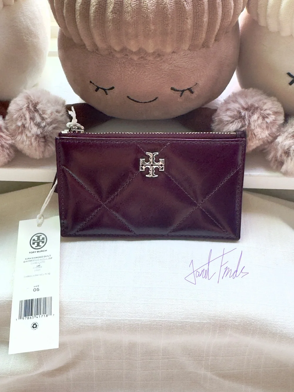NWT 🍷 Tory Burch Small Kira Quilted Leather Card Case